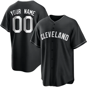 Custom Men's Cleveland Guardians Replica Jersey - Black/White