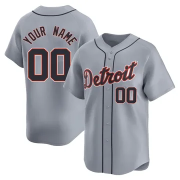 Custom Men's Detroit Tigers Limited Road Jersey - Gray