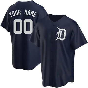 Custom Men's Detroit Tigers Replica Alternate Jersey - Navy