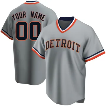 Custom Men's Detroit Tigers Replica Road Cooperstown Collection Jersey - Gray