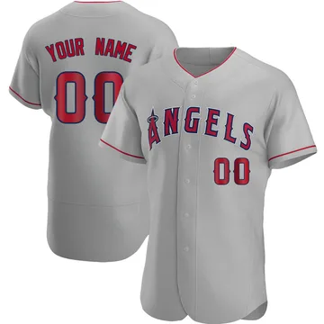 Custom Men's Los Angeles Angels Authentic Road Jersey - Gray