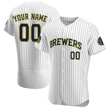 Custom Men's Milwaukee Brewers Authentic Alternate Jersey - White