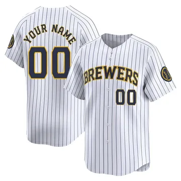 Custom Men's Milwaukee Brewers Limited Alternate Jersey - White