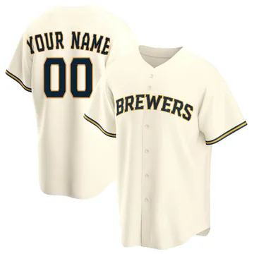 Custom Men's Milwaukee Brewers Replica Home Jersey - Cream