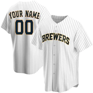 Custom Men's Milwaukee Brewers Replica Home Jersey - White