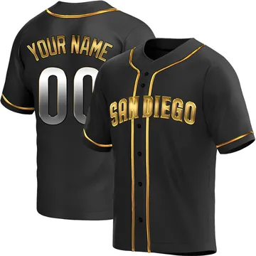 Custom Men's San Diego Padres Replica Alternate Jersey - Black Golden