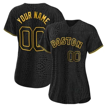 Custom Women's Boston Red Sox Authentic Snake Skin City Jersey - Black