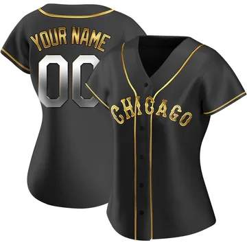 Custom Women's Chicago White Sox Replica Alternate Jersey - Black Golden