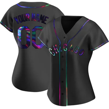 Custom Women's Chicago White Sox Replica Alternate Jersey - Black Holographic