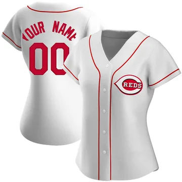 Custom Women's Cincinnati Reds Authentic Home Jersey - White