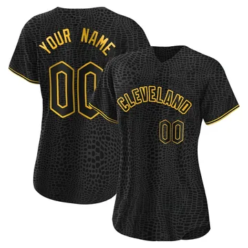 Custom Women's Cleveland Guardians Authentic Snake Skin City Jersey - Black