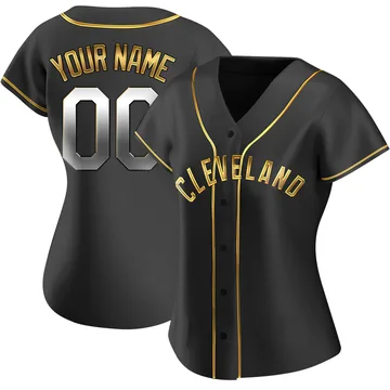 Custom Women's Cleveland Guardians Replica Alternate Jersey - Black Golden