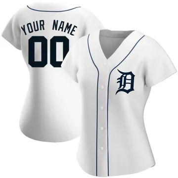 Custom Women's Detroit Tigers Authentic Home Jersey - White