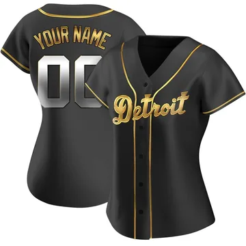 Custom Women's Detroit Tigers Replica Alternate Jersey - Black Golden