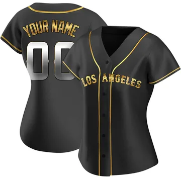 Custom Women's Los Angeles Angels Replica Alternate Jersey - Black Golden