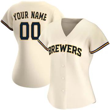 Custom Women's Milwaukee Brewers Authentic Home Jersey - Cream