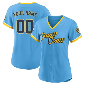 Custom Women's Milwaukee Brewers Authentic Powder 2022 City Connect Jersey - Blue