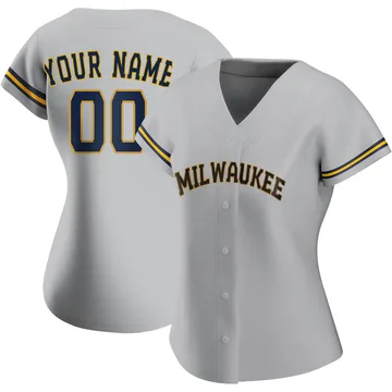 Custom Women's Milwaukee Brewers Authentic Road Jersey - Gray