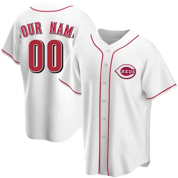 Custom Youth Cincinnati Reds Replica Home Jersey - White