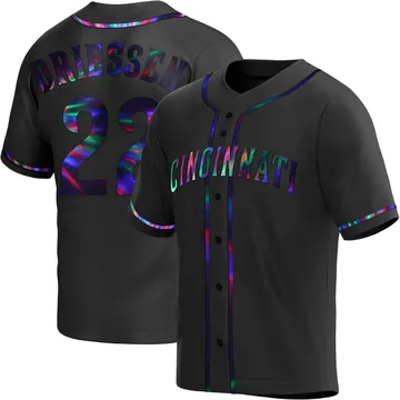 Dan Driessen Men's Cincinnati Reds Replica Alternate Jersey - Black Holographic