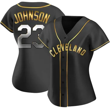 Daniel Johnson Women's Cleveland Guardians Replica Alternate Jersey - Black Golden