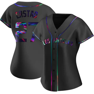 Darin Erstad Women's Los Angeles Angels Replica Alternate Jersey - Black Holographic