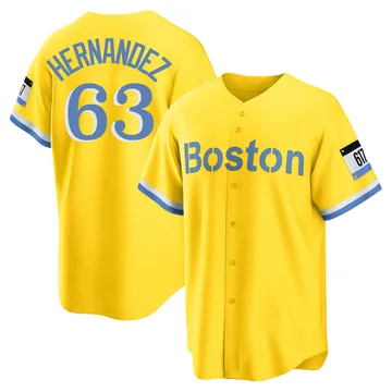 Darwinzon Hernandez Men's Boston Red Sox Replica Blue 2021 City Connect Player Jersey - Gold/Light