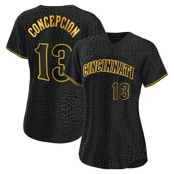 Dave Concepcion Women's Cincinnati Reds Authentic Snake Skin City Jersey - Black