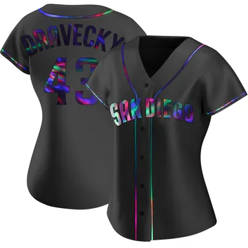 Dave Dravecky Women's San Diego Padres Replica Alternate Jersey - Black Holographic