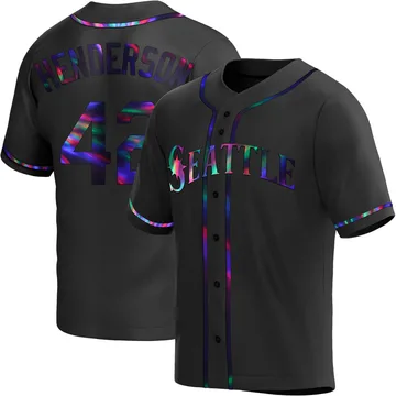 Dave Henderson Men's Seattle Mariners Replica Alternate Jersey - Black Holographic