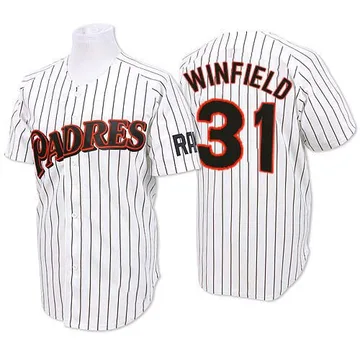 Dave Winfield Men's San Diego Padres Authentic Strip Throwback Jersey - White/Blue