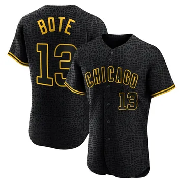 David Bote Men's Chicago Cubs Authentic Snake Skin City Jersey - Black