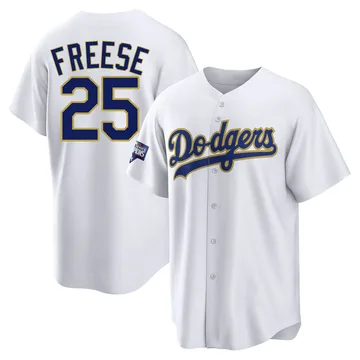 David Freese Youth Los Angeles Dodgers Replica 2021 Gold Program Player Jersey - White/Gold