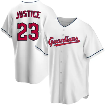 David Justice Men's Cleveland Guardians Replica Home Jersey - White