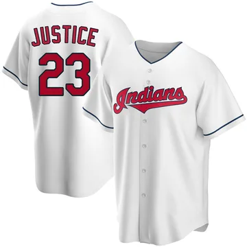 David Justice Men's Cleveland Guardians Replica Home Jersey - White