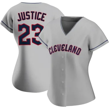 David Justice Women's Cleveland Guardians Authentic Road Jersey - Gray