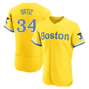 David Ortiz Men's Boston Red Sox Authentic Blue 2021 City Connect Jersey - Gold/Light