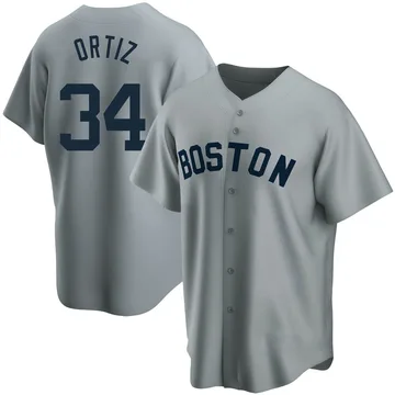 David Ortiz Men's Boston Red Sox Replica Road Cooperstown Collection Jersey - Gray