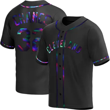 Dean Chance Men's Cleveland Guardians Replica Alternate Jersey - Black Holographic