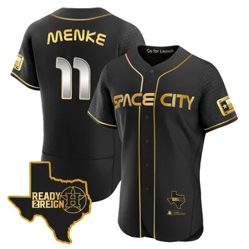 Denis Menke Men's Houston Astros Authentic 2023 Space City Ready 2 Reign Flex Base Jersey - Black/Gold