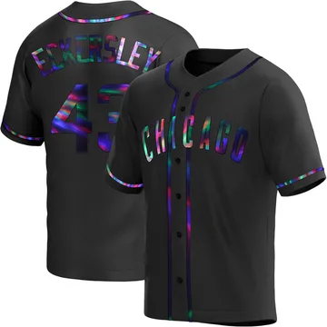 Dennis Eckersley Men's Chicago Cubs Replica Alternate Jersey - Black Holographic