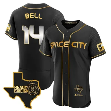 Derek Bell Men's Houston Astros Authentic 2023 Space City Ready 2 Reign Flex Base Jersey - Black/Gold