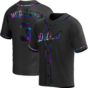 Dick Mcauliffe Men's Detroit Tigers Replica Alternate Jersey - Black Holographic