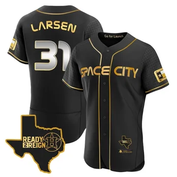 Don Larsen Men's Houston Astros Authentic 2023 Space City Ready 2 Reign Flex Base Jersey - Black/Gold