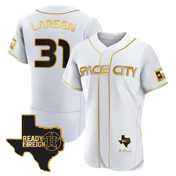 Don Larsen Men's Houston Astros Authentic 2023 Space City Ready 2 Reign Flex Base Jersey - White/Gold