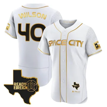 Don Wilson Men's Houston Astros Authentic 2023 Space City Ready 2 Reign Flex Base Jersey - White/Gold