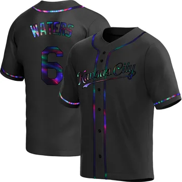 Drew Waters Men's Kansas City Royals Replica Alternate Jersey - Black Holographic