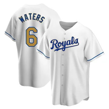 Drew Waters Men's Kansas City Royals Replica White Home Jersey - Gold