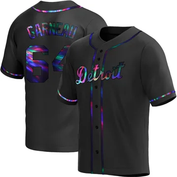 Dustin Garneau Men's Detroit Tigers Replica Alternate Jersey - Black Holographic