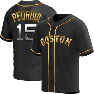 Dustin Pedroia Men's Boston Red Sox Replica Alternate Jersey - Black Golden